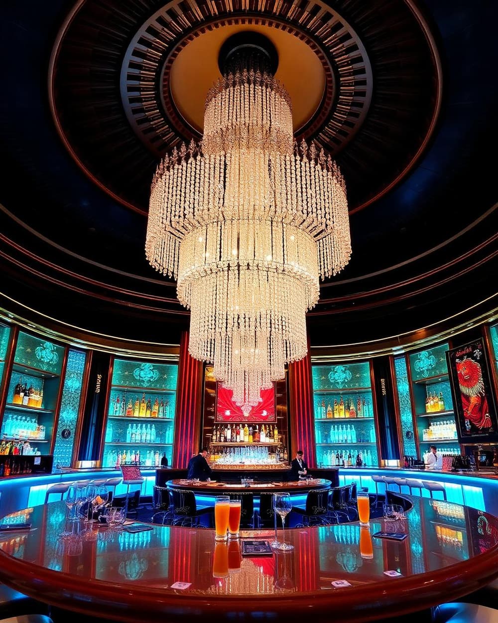 Three-story crystal chandelier bar at the Cosmopolitan